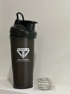 Protein Shaker Becher 600 ml, Trinkflasche , Drahtball BPA-frei, schwarz - Bild 1 von 4
