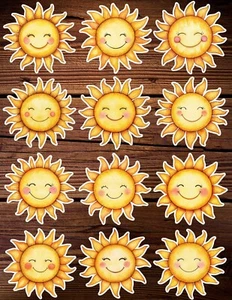 Smiling Sunshine Die Cut Vinyl Stickers Set Scrapbooking Laptop Waterbottle - Picture 1 of 1