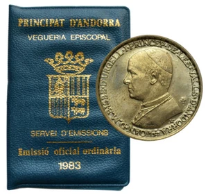 ANDORRA 1 Diner 1983 Brass UNC Joan D.M. Bisbe D'Urgell I Mint packaging - Picture 1 of 5