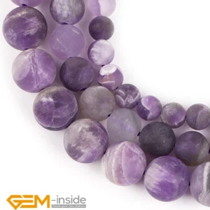 Natural Purple Dream Lace Amethyst Frosted Matte Gemstone Round Loose Beads 15" - Picture 1 of 30