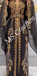 SALE Gold Work Embroidered kaftan African Attire Bridesmaid Wedding Dress 605 - Picture 1 of 5