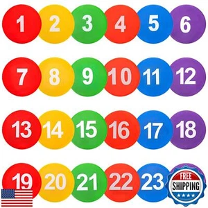 Okllen 24 Pack Poly Vinyl Spot Markers, 9 Inch Floor Dots Non-Slip Rubber Agi - Picture 1 of 5