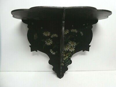 Vintage Lacquer Hand Painted Daisies Butterfly Japanese Folding Wall Shelf  • 179$