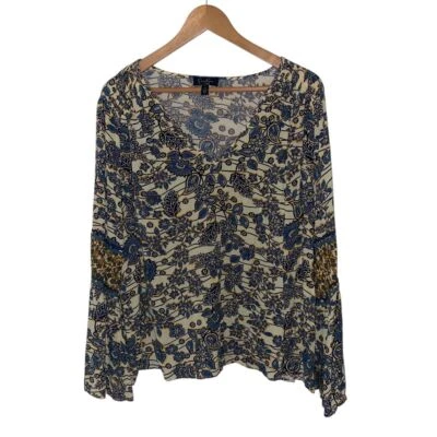 Jessica Simpson Scarletti Floral Bell Sleeve Boho Peasant Paisley Blouse Size 2X - Image 1 of 4