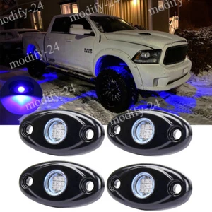4Pods Blue LED Rock Light For Jeep Off-Road Truck UTV ATV Ford F-150 F-250 F-350 - Picture 1 of 13
