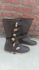 MEDIEVAL 100% Cuero Zapatos Vikingo Renacimiento Bota Larp SCA Zapatos Hedeby - Imagen 1 de 7
