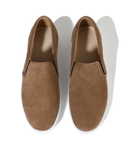 Tenis de entrenamiento sin cordones de cuero de gamuza marrón hechas a mano para hombre Firenze Atelier - Imagen 1 de 9