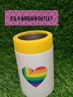 Bottle & Can Double Wall Insulated Cooler Beer & Soda Holder Rainbow Heart