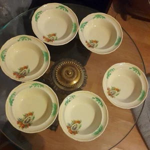 6 x Colourful Art Deco Staffordshire Side Bowls . Lillypond . 1930s Delicate - Picture 1 of 7