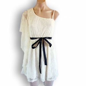 Vintage 2000's Y2k, ivory / off white, two-layered, short dress fits AU 6-10