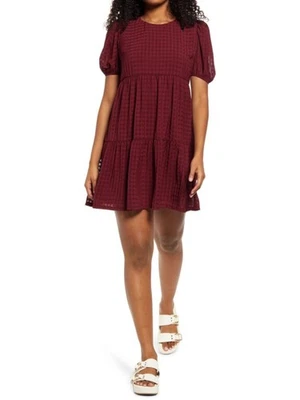 SPEECHLESS Womens Maroon Lined Seersucker Back-Mini Dress Juniors XS - Image 1 of 3