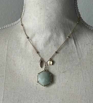 Collar Colgante Halógeno Piedra Genuina Amazonita Oro - Ajustable Foto 1 de 4