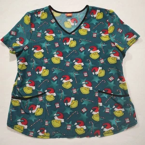 Dr. Seuss Women's Medical Scrub Top The Grinch Christmas Theme 2 Pockets. XL - Picture 1 of 7