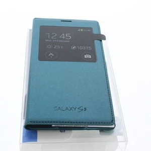Samsung S-View Flip Cover for Galaxy S5 Green Original EF-CG900BGESTA - Picture 1 of 4