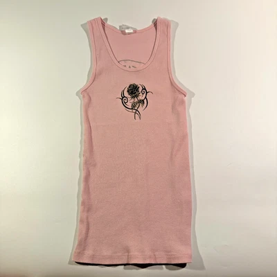 Caesars Motorcycle Empire Pink Rose Print Tank Top Women's Size L Biker SLC Utah - Изображение 1 из 4