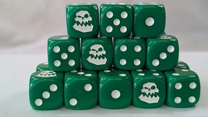 20 Ork Green D6 16mm Dice, Ideal For Using 4 Warhammer And Other Table Top Games - Picture 1 of 1