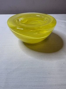 VTG KOSTA BODA Sweden Anna Ehrner Yellow Glass Swirl Votive Candle Holder Mint!! - Picture 1 of 4