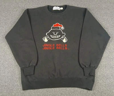 Vintage Jingle Bells Scary Elf Christmas Sweatshirt Mens Size Medium 90s - Image 1 of 4