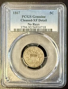 1867 Shield Nickel - Better Date - PCGS XF Detail - Picture 1 of 2