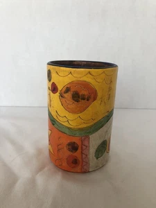 Terracotta Vase Or Utensil Holder-Rustic Base-Sun, fruit, Fish Design - Picture 1 of 6