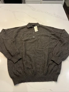 Neu mit Etikett J. CREW 100 % Kaschmir Kragen Polo Pullover Herren Large Grau - Bild 1 von 5