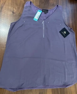 FORTUNE + IVY LIGHTON BLUSE MIT REISSVERSCHLUSSDETAIL MIXED MEDIA MATERIAL LILA GRÖSSE XL NEU MIT ETIKETT - Bild 1 von 5