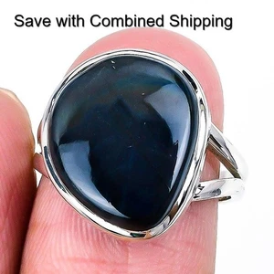 Labradorite Stone Solid Sterling Silver Boho Cluster Halloween Gift Ring Size 8 - Picture 1 of 8