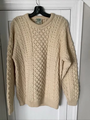 Suéter Carraig Donn Para Hombres Talla L Crema Aran Cable Tejido Pescador Lana Irlanda Usado en Excelente Condición Foto 1 de 4