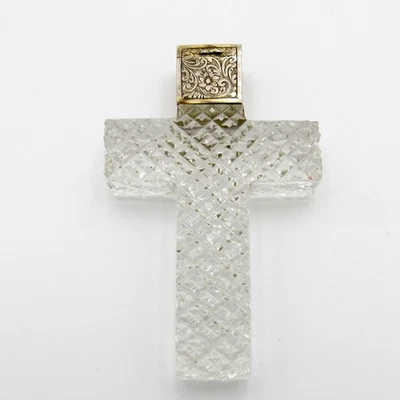 Antigua vinagreta RARA, esterlina y vidrio en forma de cruz, ¡excepcional! Foto 1 de 4