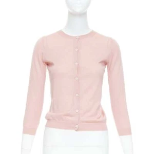PRADA 100% cashmere blush pink shell button cardigan sweater IT38 XS - Picture 1 of 10