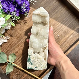 Torre de cristal de cuarzo ágata musgo druzy natural enorme 1825 g para despachar curación - Imagen 1 de 13