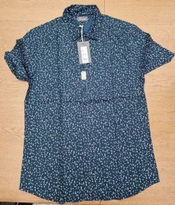 Men's Linea Casual Petrol Blue Short Sleeve Shirt Lowe Size L New With Tags - Picture 1 of 4