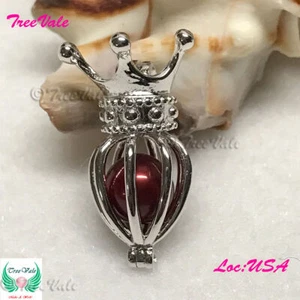 King Crown - 925 Sterling Silver - Locket Pearl Cage Pendant - Hold 6-9mm - Picture 1 of 3