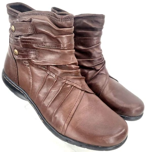 Cobb Hill CAG11CBR New Balance Brown Leather Zip Ankle Boots Women's US 7W - Picture 1 of 9