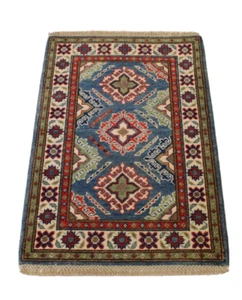 1 Fuß 11 Zoll x 2 Fuß 10 Zoll Fuß Afghan Kasak Orientalisch Handgeknüpfter Wolle Stammes Teppich - Bild 1 von 8