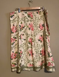 J. Jill Leinen Blumenmuster Rüschensaum plissierter Rock rosa grün Damen Größe M - Bild 1 von 5