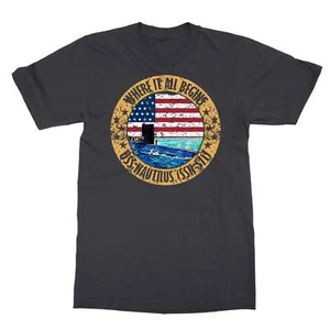 Where It All Begins USS Nautilus SSN - 571 US Navy Men's T-Shirt - Picture 1 of 15