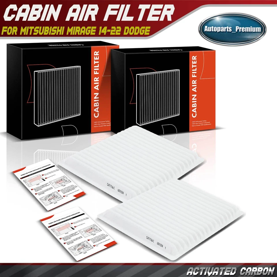 2x Filtro de aire de cabina para Mitsubishi Mirage 14-22 Mirage G4 Dodge Attitude L3 1,2 L Foto 1 de 4