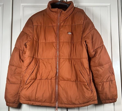 Dickies Mens Puffer Jacket Burnt Orange Sz L Zip Up Padded Coat Workwear Casual - Image 1 of 4