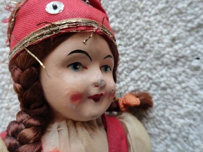 Vintage Greek or Romanian 8 1/2" doll Stuffed w/ Compo Face see pictures - Image 1 of 4
