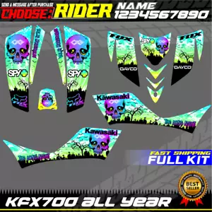 Custom kawasaki kfx 700 kfx700 graphics decals stickers kit atv wrap quad full - Foto 1 di 2