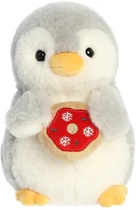 Aurora - Pequeño pingüino pompón gris - 8" donut navideño - peluche - Imagen 1 de 5