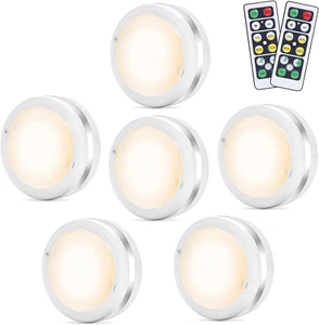 Under Cabinet Lights 6 Pack, LED Puck Lights Remote Control, 4000K Natural Warm - Picture 1 of 12