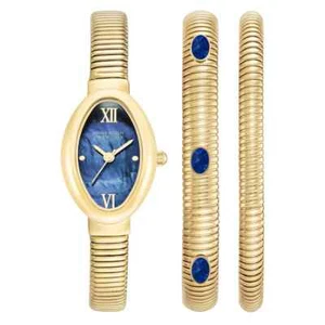 Anne Klein Blue Lapis Women’s Watch & Bracelet Set – Gold-Tone – New - Picture 1 of 7