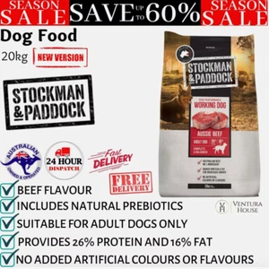 Stockman & Paddock Working Dog Dry Food Australian Beef 20kg For Adult Pet Dogs - Picture 1 of 11