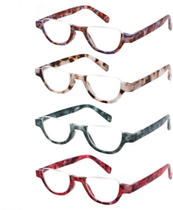4 Pairs of Colorful Fashion Half Moon Frame Reading Glasses Spring Hinge Male an - Picture 1 of 12