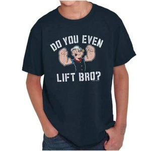 Do You Even Lift Gym Workout Popeye Funny Youth Crewneck T Shirts Boy or Girl - Picture 1 of 7