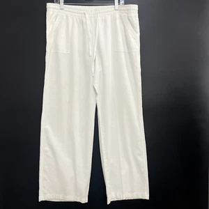 Pantalones Cato Mujer XL Blanco Mezcla de Lino Cordón Náutico Pierna Recta Lagenlook - Imagen 1 de 9