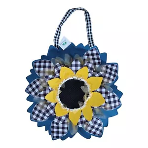 DECORACIÓN DE GIRASOL DE HOJA PERENNE CON CHEQUES DECORACIÓN COLGANTE PUERTA NUEVO CON ETIQUETAS - Imagen 1 de 14