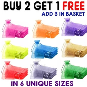 25 & 50 Large Small Organza Bags Wedding Party Favour Gift Candy Jewellery Pouch - Picture 1 of 14